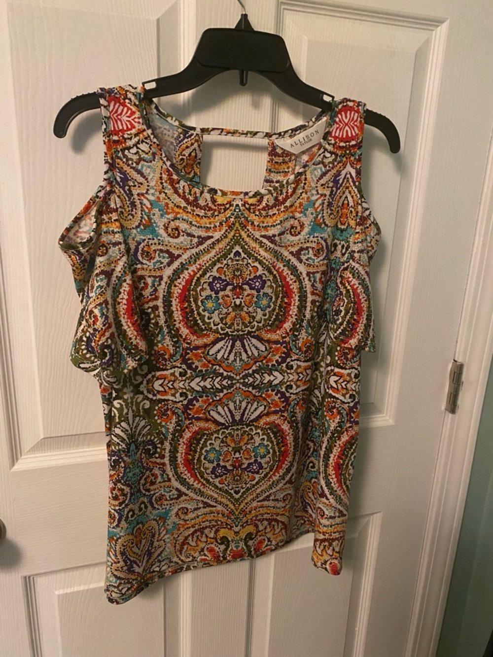 Allison Taylor Multicolor Paisley Cold-Shoulder Top